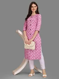 Women's Rayon Fabric | Straight | 3/4 Sleeves Regular Sleeves | Designer Women's  Girls Kurta (Kurti's) | (KRT-01-P-PISTA-S) (S, Pink)-thumb3