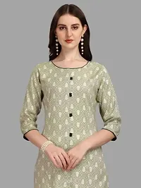 Women's Rayon Fabric | Straight | 3/4 Sleeves Regular Sleeves | Designer Women's  Girls Kurta (Kurti's) | (KRT-01-P-PISTA-S) (L, Pista)-thumb4