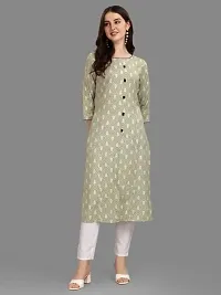 Women's Rayon Fabric | Straight | 3/4 Sleeves Regular Sleeves | Designer Women's  Girls Kurta (Kurti's) | (KRT-01-P-PISTA-S) (L, Pista)-thumb2