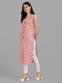 Women's Rayon Fabric | Straight | 3/4 Sleeves Regular Sleeves | Designer Women's  Girls Kurta (Kurti's) | (KRT-01-P-PISTA-S) (L, Peach)-thumb2