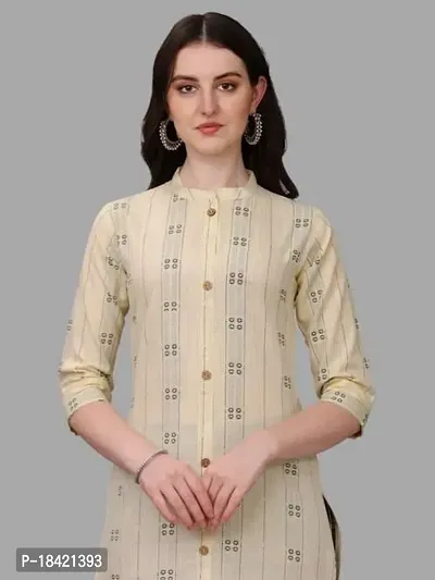 Women's Rayon Fabric | Straight | 3/4 Sleeves Regular Sleeves | Designer Women's  Girls Kurta (Kurti's) | (KRT-07-P-PEACH-3XL) (XL, Yellow)-thumb5