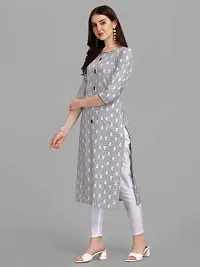 Women's Rayon Fabric | Straight | 3/4 Sleeves Regular Sleeves | Designer Women's  Girls Kurta (Kurti's) | (KRT-01-P-PISTA-S) (L, Grey)-thumb1