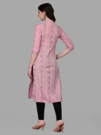 Women's Rayon Fabric | Straight | 3/4 Sleeves Regular Sleeves | Designer Women's  Girls Kurta (Kurti's) | (KRT-07-P-PEACH-3XL) (S, Pink)-thumb4