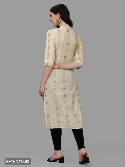 Women's Rayon Fabric | Straight | 3/4 Sleeves Regular Sleeves | Designer Women's  Girls Kurta (Kurti's) | (KRT-07-P-PEACH-3XL) (XL, Yellow)-thumb4