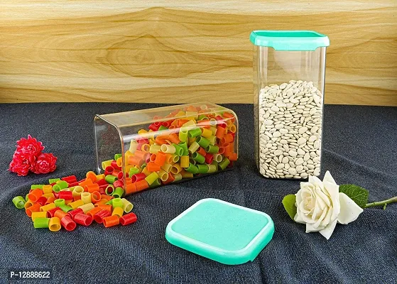 Airtight Plastic Square Container Set for Kitchen Storage - 1100ml Containers | Unbreakable And Air-Tight Design | Container And Kitchen containers Set (Set of 2 Green)-thumb0