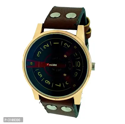 Synthetic Leather Brown Analog Watch For Men-thumb0