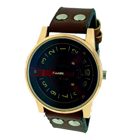 Circular Dial Synthetic Leather Watches for Men