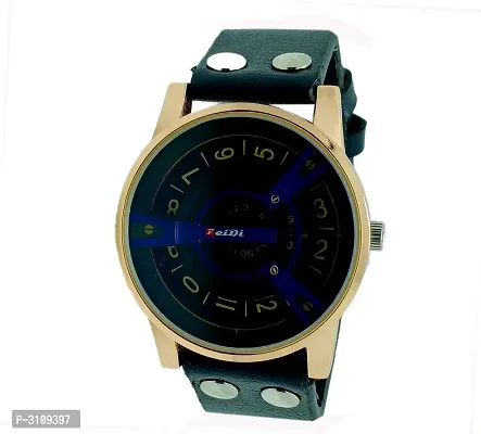 Synthetic Leather Blue Analog Watch For Men