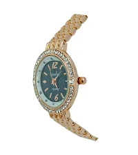 Women's Golden Analog Watch With Metal Strap-thumb1