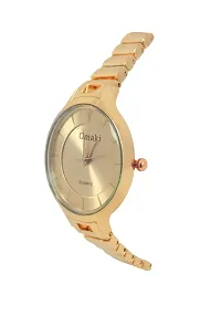 Stylish and Trendy Golden Metal Strap Analog Watch for Women's-thumb1