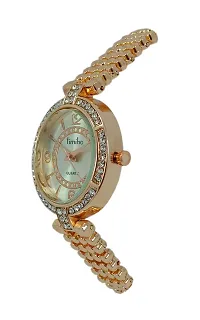 Stylish and Trendy Golden Metal Strap Analog Watch for Women's-thumb1