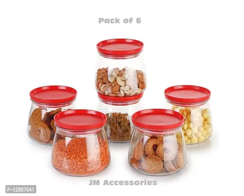 Sturdy Airtight Container Jar Set For Kitchen - 900ml Set Of 6 | Jar Set For Kitchen | Kitchen Organizer Container Set Items | Air Tight Containers For Kitchen Storage RED-thumb0