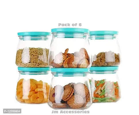 Sturdy Airtight Container Jar Set For Kitchen - 900ml Set Of 6 | Jar Set For Kitchen | Kitchen Organizer Container Set Items | Air Tight Containers For Kitchen Storage Green-thumb0