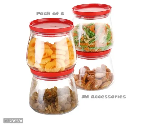 Sturdy Airtight Container Jar Set For Kitchen - 900ml Set Of 4 | Jar Set For Kitchen | Kitchen Organizer Container Set Items | Air Tight Containers For Kitchen Storage RED-thumb0