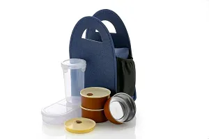 Premium Lunch Box-3 Container, 1 Casserole Set with Plastic Bottle-thumb1