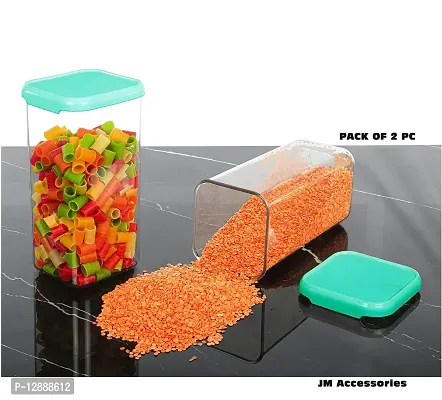 Airtight Plastic Square Container Set for Kitchen Storage - 1100ml Containers | Unbreakable And Air-Tight Design | Container And Kitchen containers Set (Set of 2 Green)