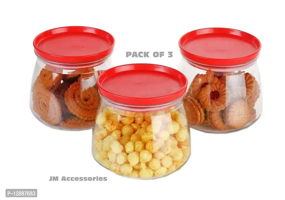 Sturdy Airtight Container Jar Set For Kitchen - 900ml Set Of 3 | Jar Set For Kitchen | Kitchen Organizer Container Set Items | Air Tight Containers For Kitchen Storage Red-thumb0