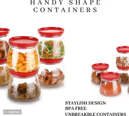 Sturdy Airtight Container Jar Set For Kitchen - 900ml Set Of 6 | Jar Set For Kitchen | Kitchen Organizer Container Set Items | Air Tight Containers For Kitchen Storage RED-thumb2