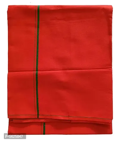 Stylish Cotton Red Solid Lungi For Men-thumb2