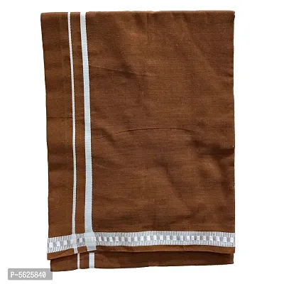 Stylish Cotton Brown Solid Lungi For Men-thumb0