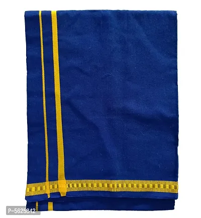 Stylish Cotton Royal Blue Solid Lungi For Men