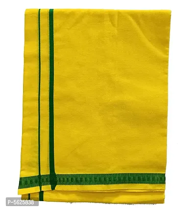 Stylish Cotton Yellow Solid Lungi For Men