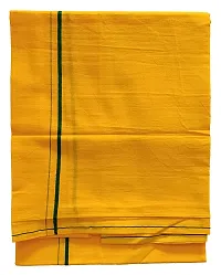 Stylish Cotton Yellow Solid Lungi For Men-thumb1