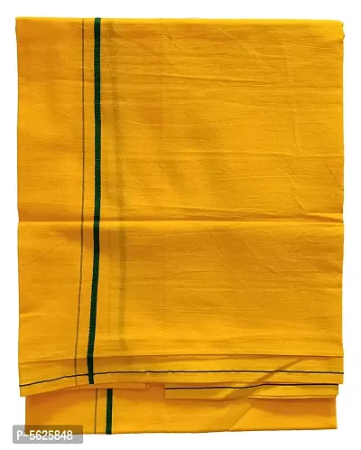 Stylish Cotton Yellow Solid Lungi For Men-thumb2