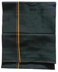 Stylish Cotton Dark Grey Solid Lungi For Men-thumb1