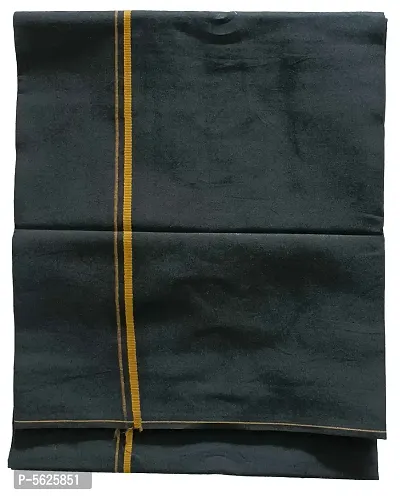 Stylish Cotton Dark Grey Solid Lungi For Men-thumb2