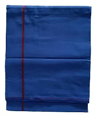 Stylish Cotton Royal Blue Solid Lungi For Men-thumb1