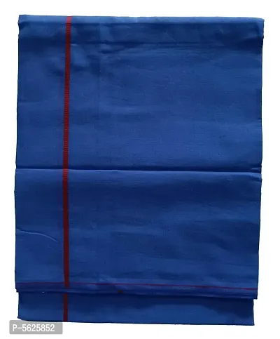 Stylish Cotton Royal Blue Solid Lungi For Men-thumb2