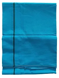 Stylish Cotton Blue Solid Lungi For Men-thumb1