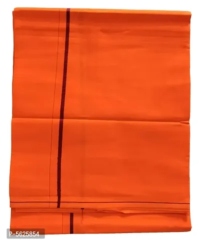 Stylish Cotton Orange Solid Lungi For Men-thumb2