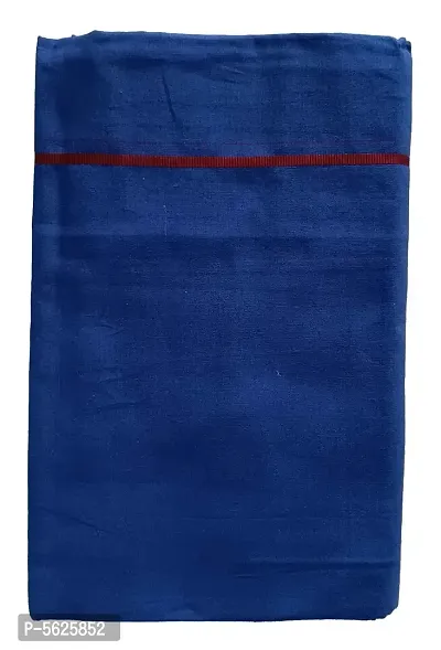 Stylish Cotton Royal Blue Solid Lungi For Men-thumb0