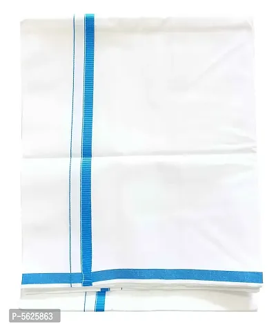 Stylish Cotton Blue Solid Lungi For Men-thumb2
