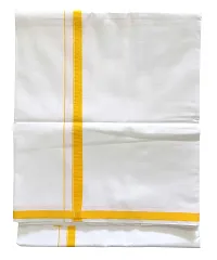 Stylish Cotton Yellow Solid Lungi For Men-thumb1