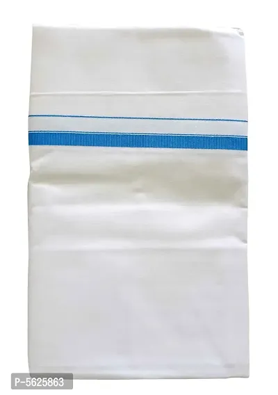 Stylish Cotton Blue Solid Lungi For Men-thumb0