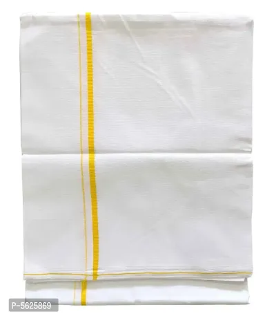Stylish Cotton Yellow Solid Lungi For Men-thumb2