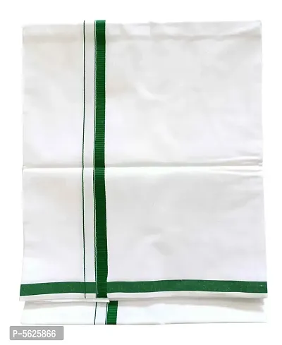 Stylish Cotton Green Solid Lungi For Men-thumb2
