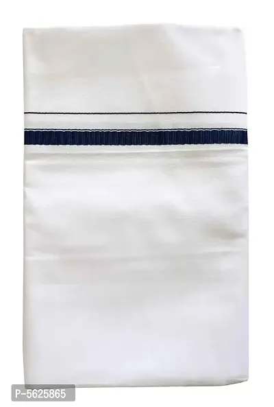 Stylish Cotton Navy Blue Solid Lungi For Men-thumb0