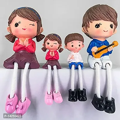 Valentine Family Set of 4 pcs with Hanging Legs Latku family doll Lovely Family mom dad girl boy set Showpiece for Home Decoration Hanging Legs Showpiece Dolls for Living room / Office desk Deacute;cor Set