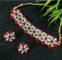Fancy Maroon Color Crystal Choker Necklace Set For Ethnic and traditional Wedding Jewelry Set For Girls-thumb1