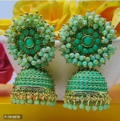 Traditional Party Wear Pearl Jhumka Earrings Studs For Girls And women-thumb0