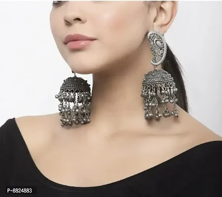 Trendy Oxidised Silver Earrings for Women Pack of 2-thumb5