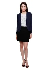 Contemporary Blue Polyester Solid Blazer For Women-thumb4