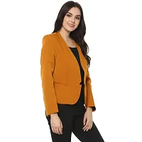 Contemporary Mustard Polyester Solid Blazer For Women-thumb1