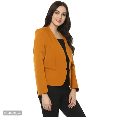 Contemporary Mustard Polyester Solid Blazer For Women-thumb2