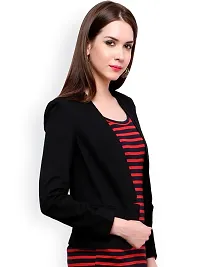 Contemporary Black Polyester Solid Blazer For Women-thumb2