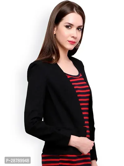 Contemporary Black Polyester Solid Blazer For Women-thumb3
